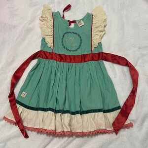 HTF Wildflowers Size 4 Peace on Earth Dress Embroidered Dove Christmas